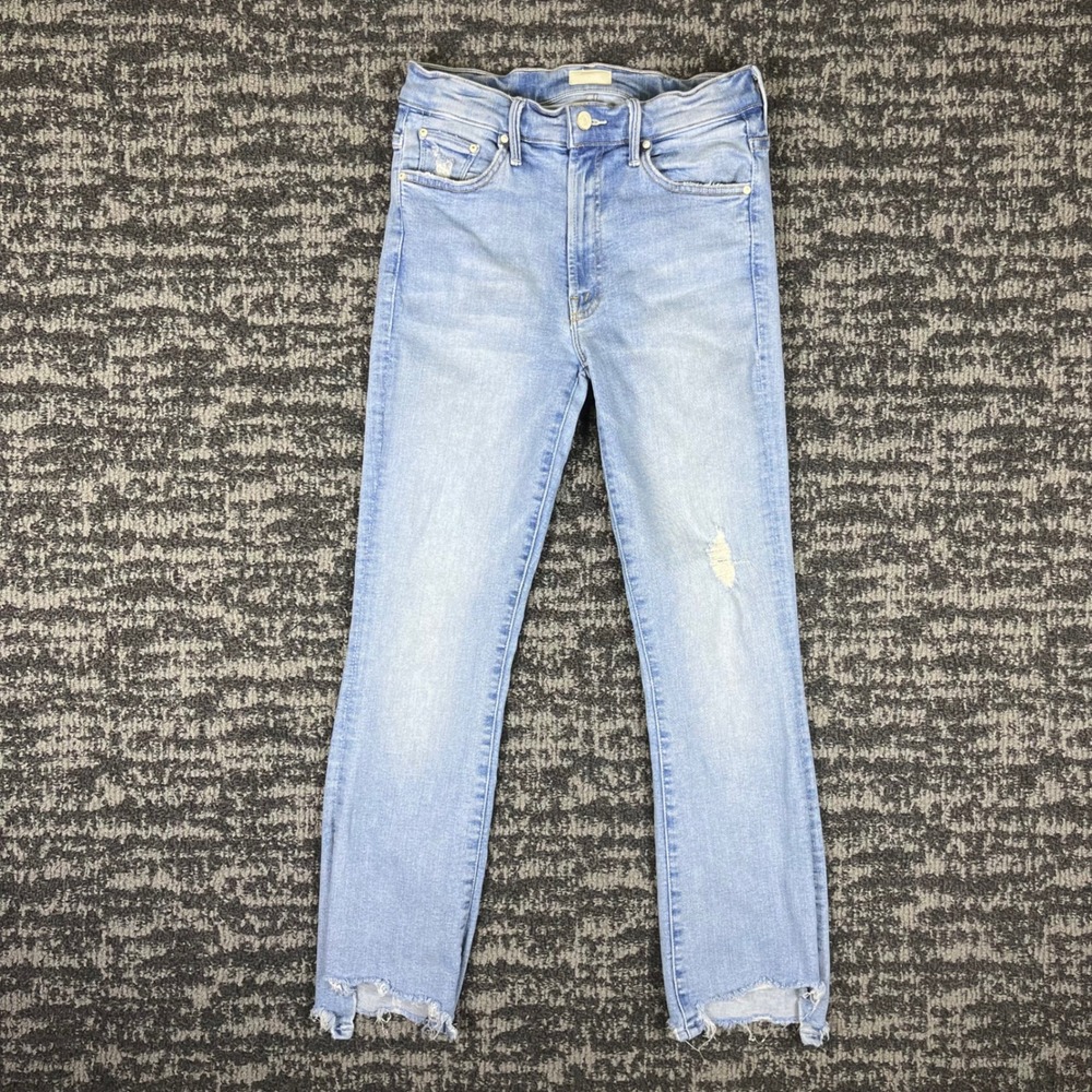 Mother The Looker Jeans Womens 26 Blue Distressed Raw Hem High Rise Outerspace